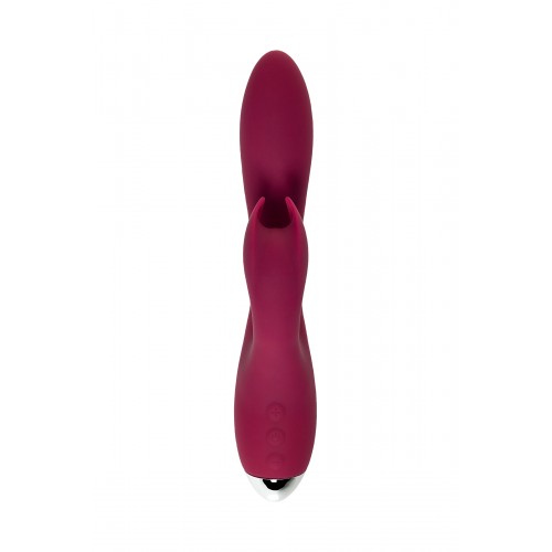 Вибратор с клиторальным стимулятором L'EROINA by TOYFA Mion, силикон, бордовый, 22 см