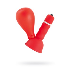 Вибромассажер для сосков Black & Red by TOYFA с грушей, ABS пластик, красный, 8,2 см (иной угол)