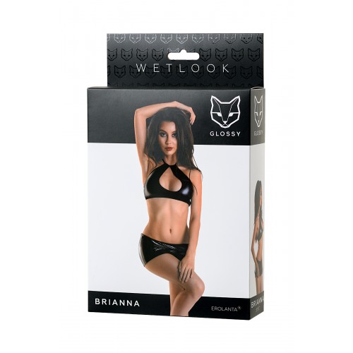 Комплект Glossy Brianna из материала Wetlook, черный, L