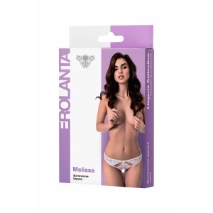Эротические трусики Erolanta Lingerie Collection, кружевные с ажурными вырезами, белые (46-48) (иной угол)