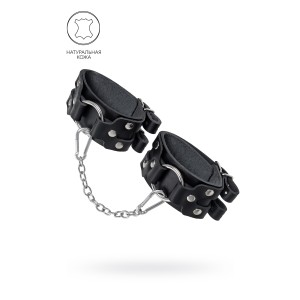Оковы Pecado BDSM, с двумя ремешками, натуральная кожа, чёрные (иной угол)