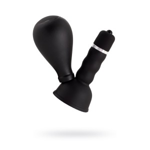 Вибромассажер для сосков Black & Red by TOYFA с грушей, ABS пластик, чёрный, 8,2 см (иной угол)