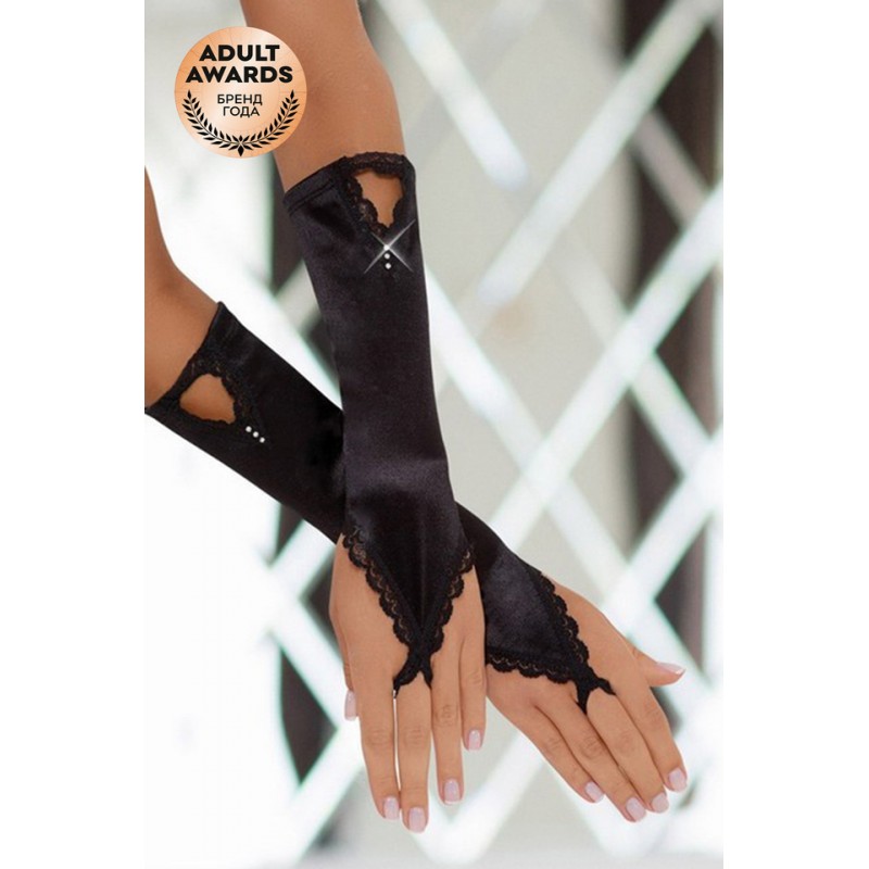 Перчатки атласные короткие SoftLine Collection, черный, S/L