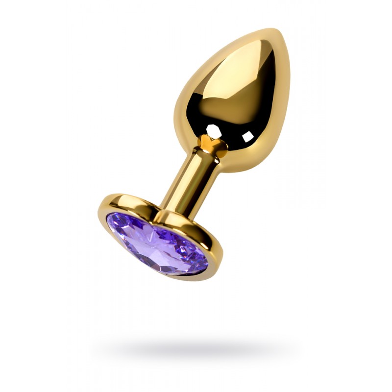 Анальный страз Metal by TOYFA, металл, золотистый, с кристаллом цвета аметист, 7 см, Ø 2,7 см, 50 г