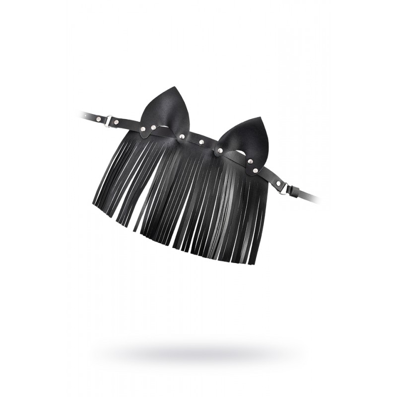 Маска Штучки-дрючки «Кошка с бахромой», кожа, черная