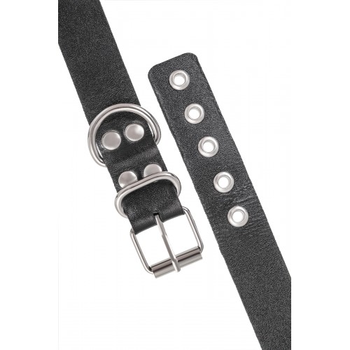 Наручники-браслеты Pecado BDSM, из одного ремешка с люверсами, натуральная кожа, чёрные