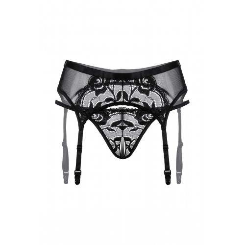 Пояс для чулок и стринги кружевные SoftLine Collection, черный, M/L