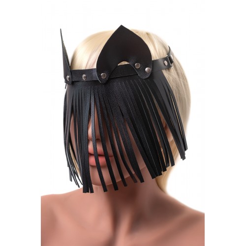 Маска Штучки-дрючки «Кошка с бахромой», кожа, черная