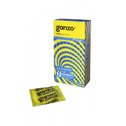 Презервативы Ganzo Classic, классичесике, с обильной смазкой, латекс, 18,5 см, 12 шт