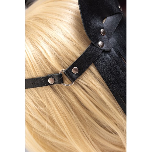 Маска Штучки-дрючки «Кошка с бахромой», кожа, черная