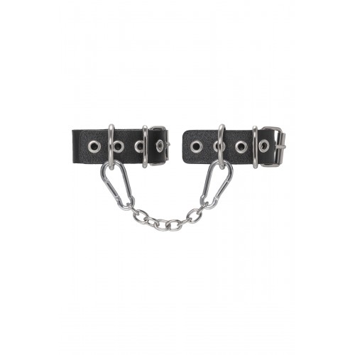 Наручники-браслеты Pecado BDSM, из одного ремешка с люверсами, натуральная кожа, чёрные