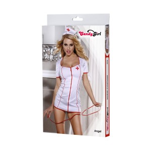 Костюм медсестры Candy Girl Angel (платье, стринги, головной убор, стетоскоп), белый, XL Костюм медсестры Candy Girl Angel (платье, стринги, головной убор, стетоскоп), белый, XL (иной угол)