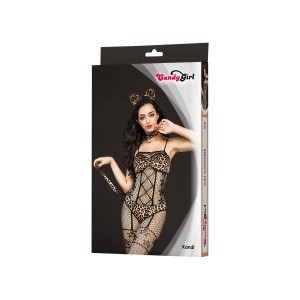 Костюм кошки Candy Girl Kandi (костюм-сетка, топ, трусы с хвостом, чокер, головной убор), черно-леопардовый, OS Костюм кошки Candy Girl Kandi (костюм-сетка, топ, трусы с хвостом, чокер, головной убор), черно-леопардовый, OS (иной угол)
