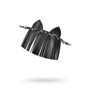 Маска Штучки-дрючки «Кошка с бахромой», кожа, черная (иной угол)