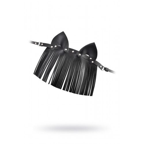 Маска Штучки-дрючки «Кошка с бахромой», кожа, черная