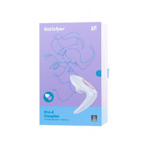 Стимулятор для пар Satisfyer Pro 4 Couples, вакуум-волновой бесконтактный, силикон, белый, 19,5см