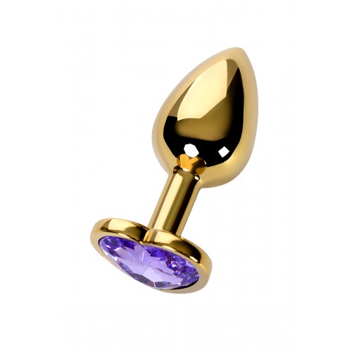 Анальный страз Metal by TOYFA, металл, золотистый, с кристаллом цвета аметист, 7 см, Ø 2,7 см, 50 г