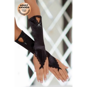 Перчатки атласные короткие SoftLine Collection, черный, S/L (иной угол)