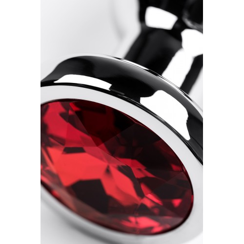 Анальный страз Metal by TOYFA, металл, серебристый, с кристаллом цвета рубин, 10 см, Ø 3 см, 95 г