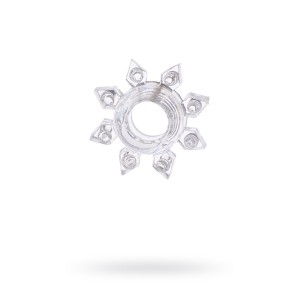 Эрекционное кольцо на пенис TOYFA, TPE, прозрачный с шипами (иной угол)