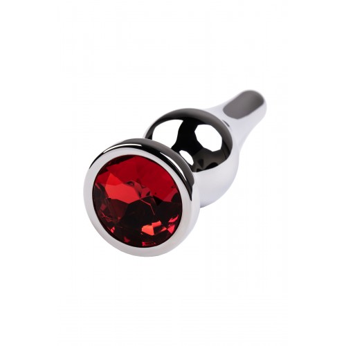 Анальный страз Metal by TOYFA, металл, серебристый, с кристаллом цвета рубин, 10 см, Ø 3 см, 95 г