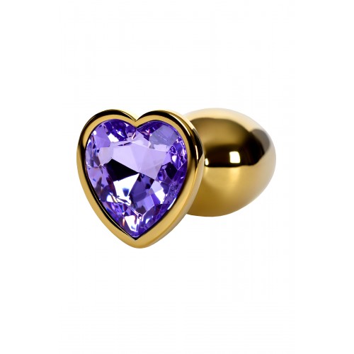 Анальный страз Metal by TOYFA, металл, золотистый, с кристаллом цвета аметист, 7 см, Ø 2,7 см, 50 г