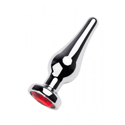 Анальный страз Metal by TOYFA, металл, серебристый, с кристаллом цвета рубин, 10 см, Ø 3 см, 95 г