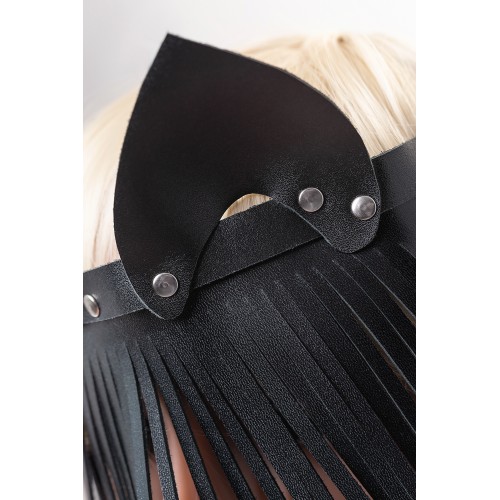 Маска Штучки-дрючки «Кошка с бахромой», кожа, черная