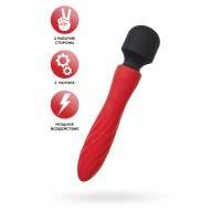 Двусторонний вибромассажер Black&Red by Toyfa, силикон, красный, 21 см