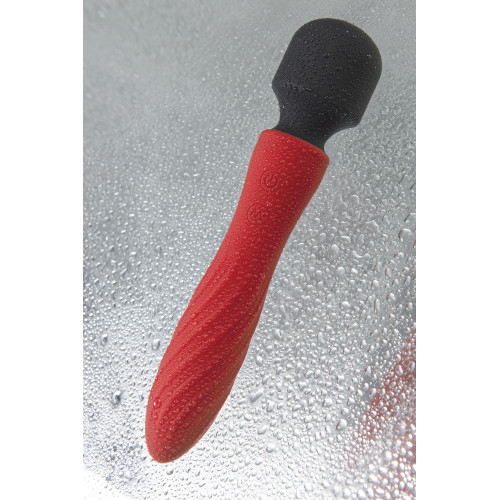 Двусторонний вибромассажер Black&Red by Toyfa, силикон, красный, 21 см