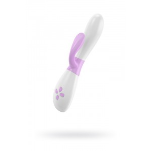 Вибратор на батарейках rabbit OVO K2, силикон, бело-розовый, 20,5 см
