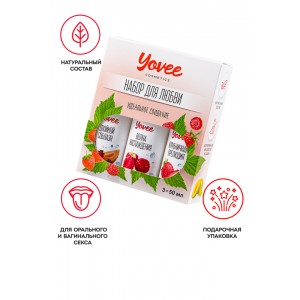 Набор гелей-смазок Yovee для любви (721002+721004+721008), вкус (малина+клубн+клубника/дыня), 3х50мл
