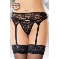 Пояс для чулок и стринги SoftLine Collection из кружева, черный, S/M