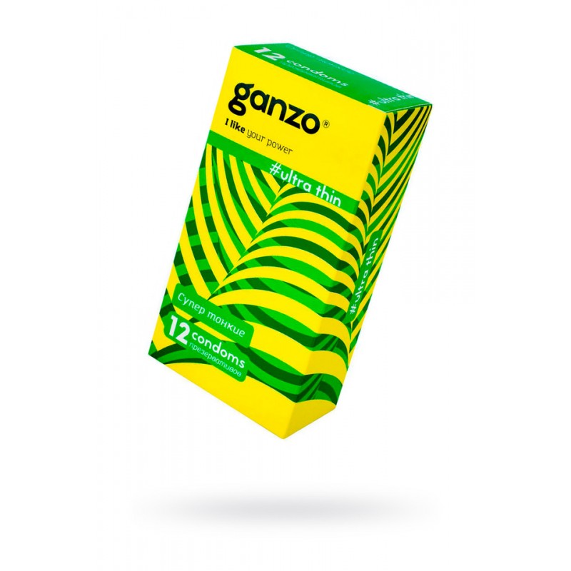 Презервативы Ganzo Ultra thin, ультратонкие, латекс, 18 см, 12 шт