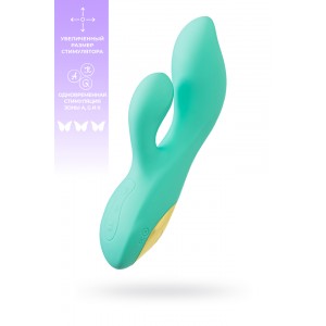Вибратор с двойной стимуляцией Eromantica Vivian, силикон, мятный, 20 см