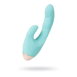 Вибратор с клиторальным стимулятором LEROINA by TOYFA Crystal, силикон, голубой, 18,3 см (иной угол)