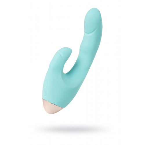 Вибратор с клиторальным стимулятором LEROINA by TOYFA Crystal, силикон, голубой, 18,3 см