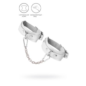 Оковы мини Pecado BDSM, со скруглёнными углами, натуральная кожа, белые (иной угол)