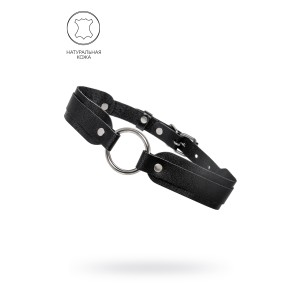 Чокер-ошейник Pecado BDSM, со скруглёнными углами, натуральная кожа, чёрный (иной угол)