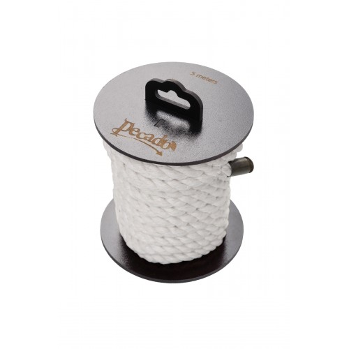 Веревка для шибари Pecado BDSM, на катушке, хлопок, белая, 5 м.