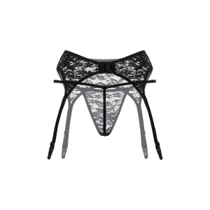 Пояс для чулок и стринги SoftLine Collection из кружева, черный, S/M (иной угол)