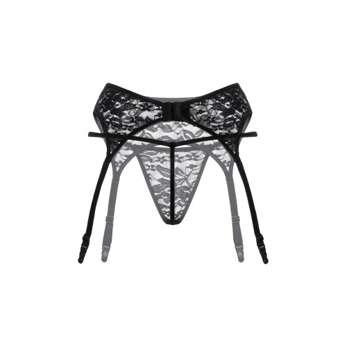Пояс для чулок и стринги SoftLine Collection из кружева, черный, S/M