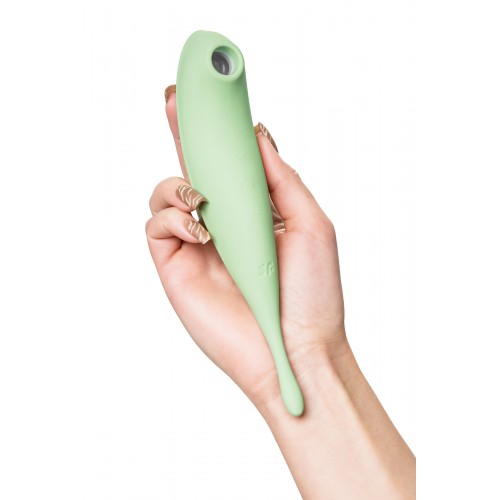 Вакуум-волновой бесконтактный стимулятор клитора Satisfyer Twirling Pro, силикон, зеленый