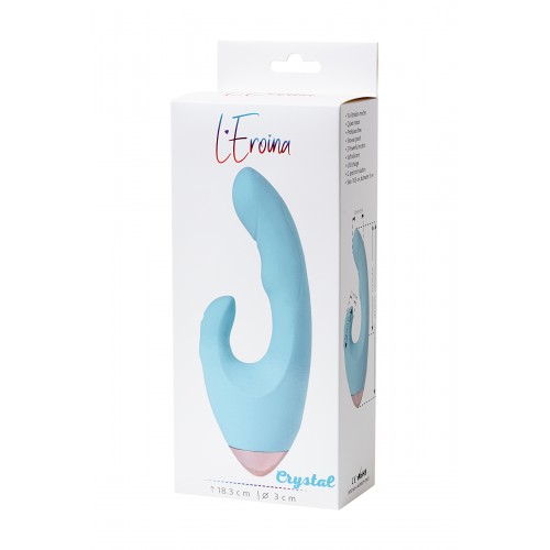Вибратор с клиторальным стимулятором LEROINA by TOYFA Crystal, силикон, голубой, 18,3 см
