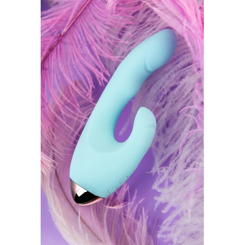 Вибратор с клиторальным стимулятором LEROINA by TOYFA Crystal, силикон, голубой, 18,3 см