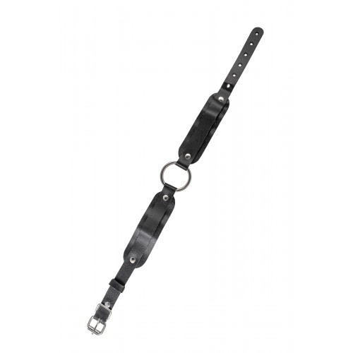 Чокер-ошейник Pecado BDSM, со скруглёнными углами, натуральная кожа, чёрный