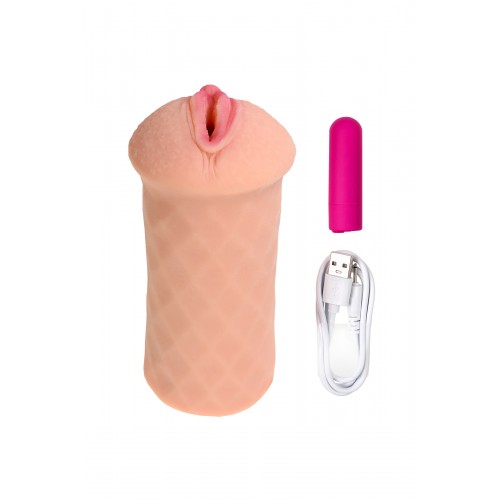 Мастурбатор реалистичный KOKOS ELEGANCE.007 с вибрацией, TPR, телесный, 16 см