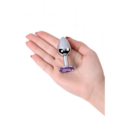 Анальный страз Metal by TOYFA, металл, серебристый, с кристаллом цвета аметист, 7 см, Ø 2,8 см, 50 г