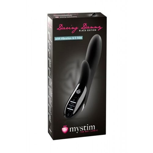 Вибратор Mystim Daring Danny  силиконовый с электростимуляцией чёрный, 27 см