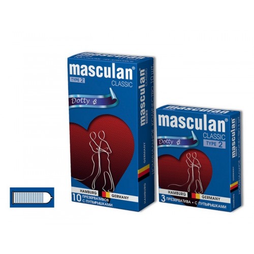 Презервативы Masculan Classic 2,  10 шт.  С пупырышками (Dotty)  ШТ